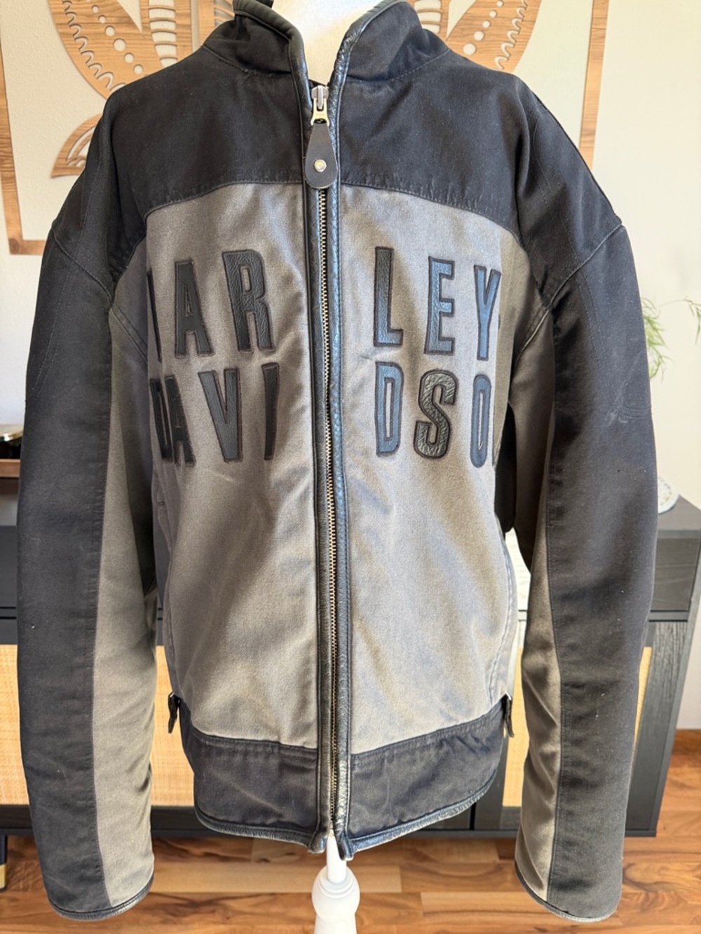 Harley-Davidson Heavyweight Denim Riding Jacket XL Black Gray Embroidered Logo